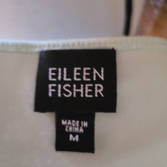 VTG Eileen Fisher Womens Top Shirt Y2K Sz M Cap Sleeve Light Blue 100% Cotton - Picture 4 of 4